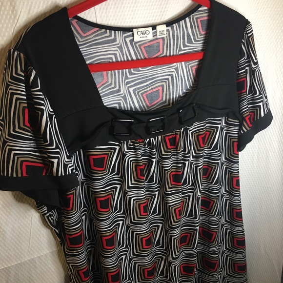 CATO | Women’s Black Blouse with Multi-Color Pattern - Picture 9 of 14